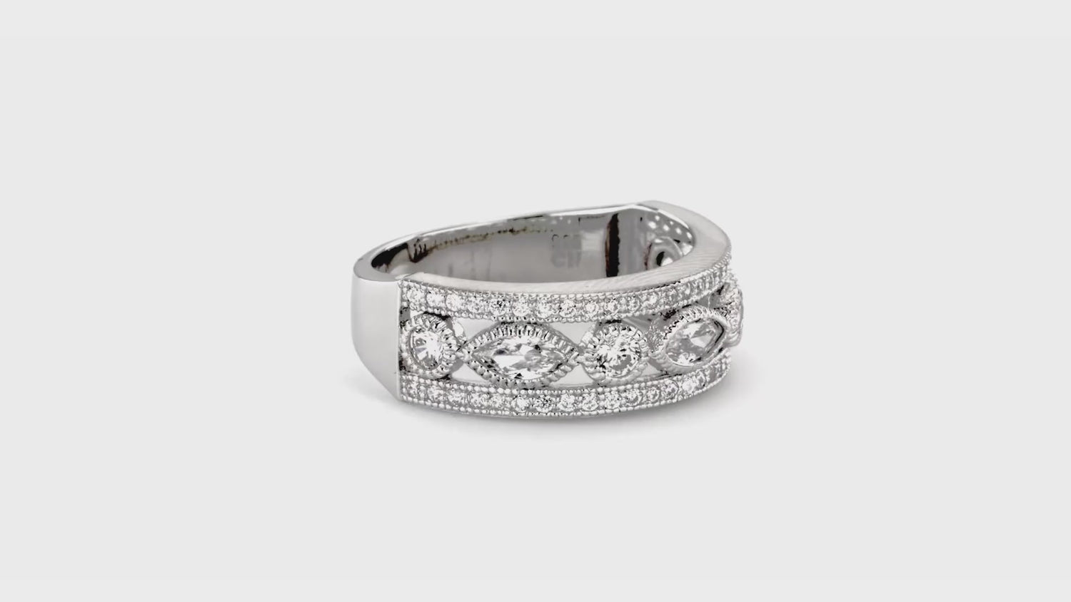 Art Deco Bezel CZ Eternity Ring in Sterling Silver, 9 of 9