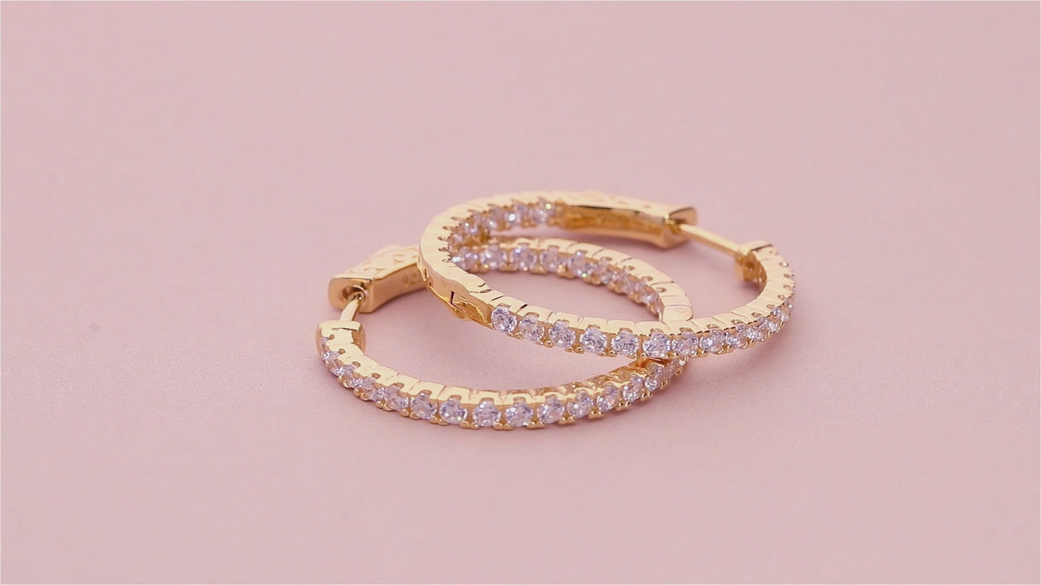 CZ Small Inside-Out Hoop Earrings in Sterling Silver 1 inch, 2 Pairs, 9 of 9