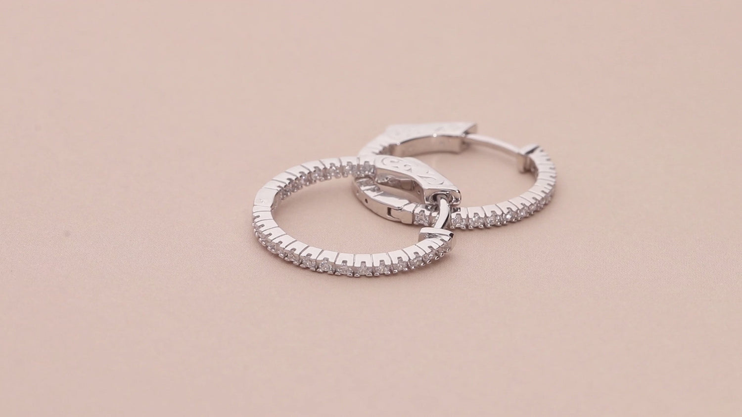 CZ Inside-Out Hoop Earrings in Sterling Silver 0.8 inch, 2 Pairs, 4 of 12