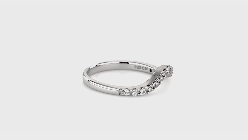 Wishbone CZ Eternity Ring in Sterling Silver, 3 of 9