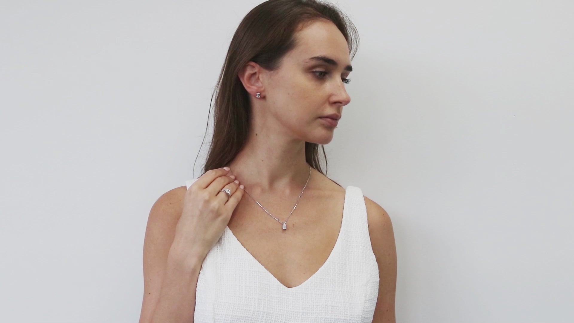 Video Contains Solitaire 1ct Emerald Cut CZ Pendant Necklace in Sterling Silver. Style Number N1544-01