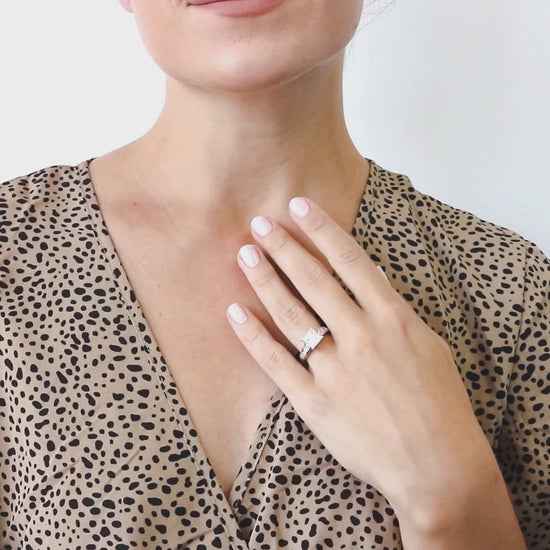 Video Contains Solitaire 3ct Princess CZ Ring Set in Sterling Silver. Style Number VR593-01