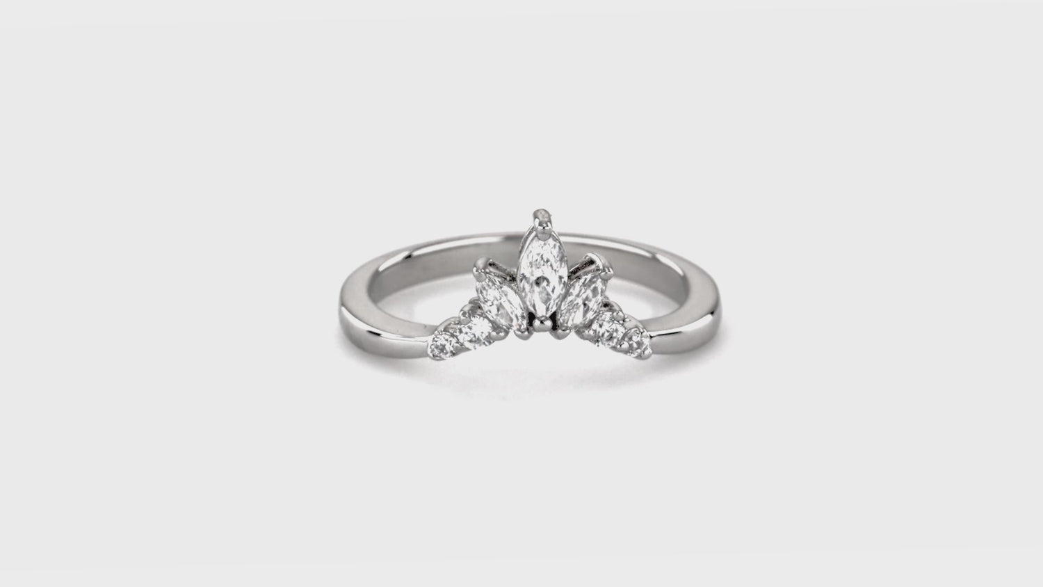 3-Stone Flower 7-Stone Wishbone CZ Ring Set in Sterling Silver, 3 of 19