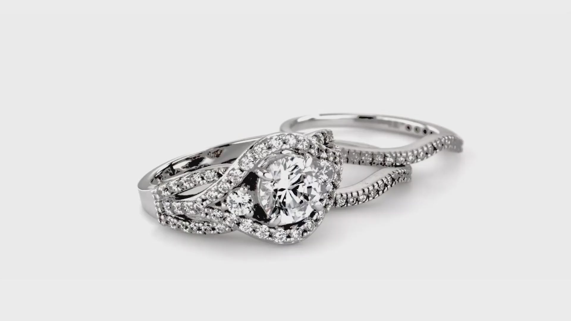 3-Stone Ring, Wishbone Curved Half Eternity Ring