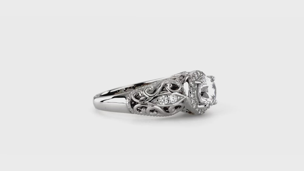 Halo Art Deco CZ Ring in Sterling Silver, 3 of 10