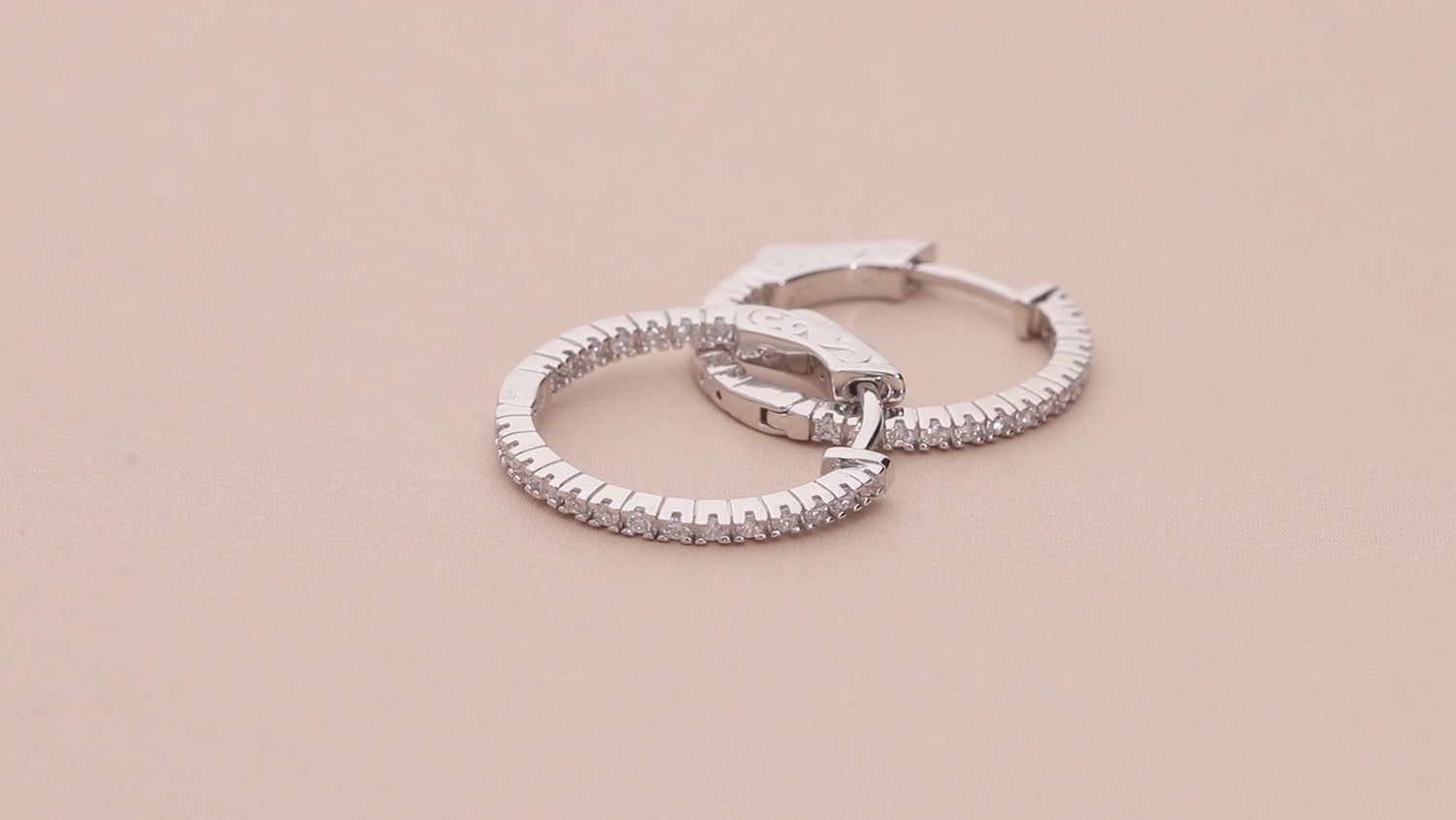 CZ Inside-Out Hoop Earrings in Sterling Silver 0.8 inch, 2 Pairs, 3 of 12
