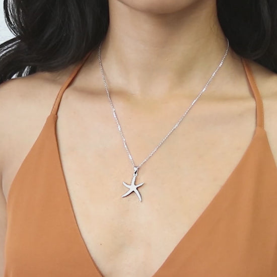 Video Contains Starfish CZ Pendant Necklace in Sterling Silver. Style Number N1148-01