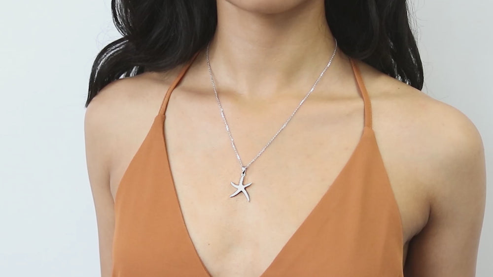 Starfish CZ Pendant Necklace in Sterling Silver, 3 of 6