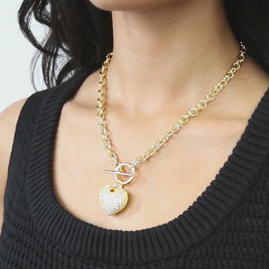 Video Contains Heart Toggle Pendant Necklace in Gold-Tone. Style Number N359
