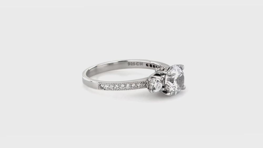 3-Stone 5-Stone 1.25ct CZ Ring Set in Sterling Silver, 7 of 17