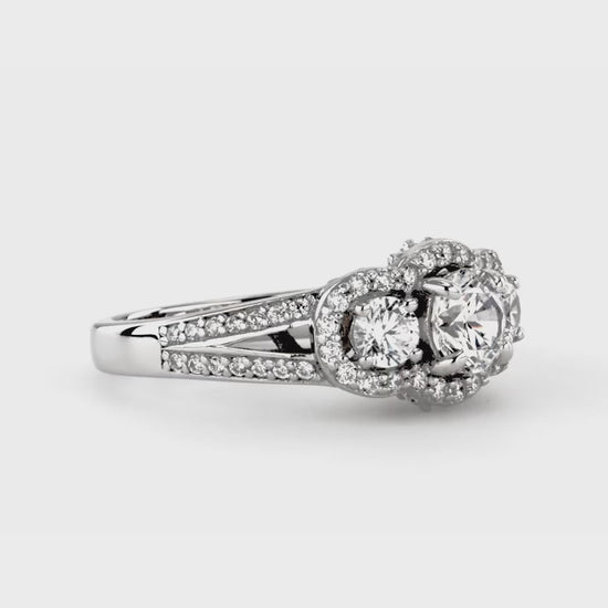 Video Contains 3-Stone Round CZ Split Shank Ring in Sterling Silver. Style Number R882-01