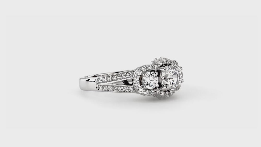 3-Stone 0.8ct CZ Split Shank Ring in Sterling Silver, 7 of 10