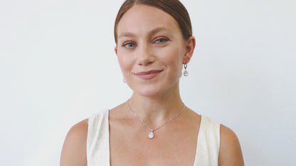 Video Contains Halo Pear CZ Pendant Necklace in Sterling Silver. Style Number N1152-01