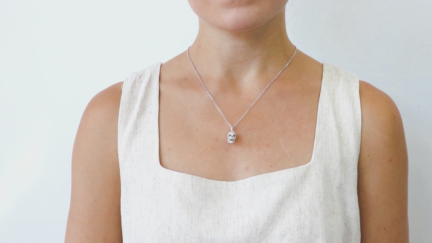 Skull Bones CZ Necklace and Earrings in Sterling Silver, 3 of 11