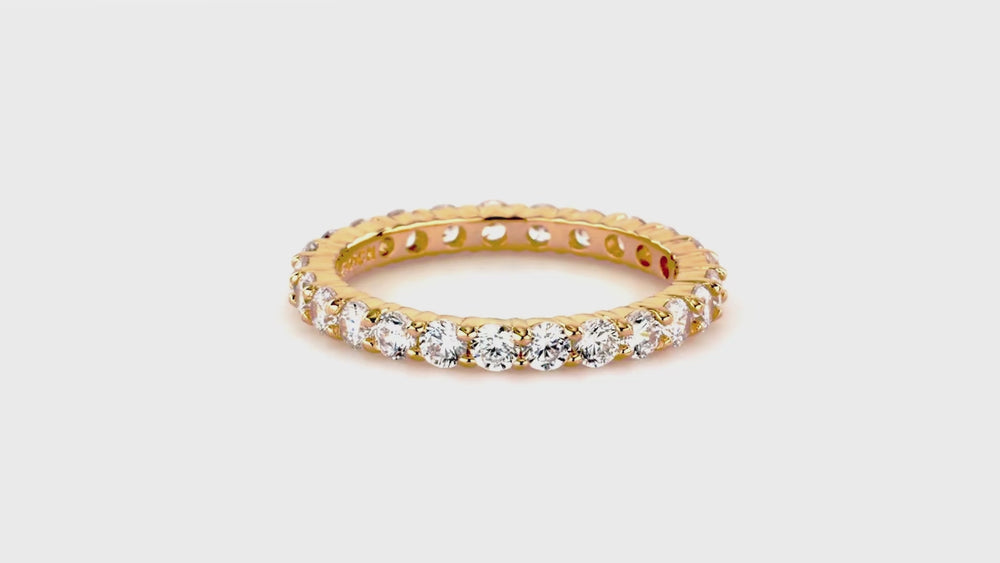 Pave CZ Eternity Ring in Gold Flashed Sterling Silver, 3 of 9