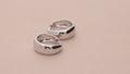 Dome Small Hoop Earrings Set in Sterling Silver 0.6-1 inch