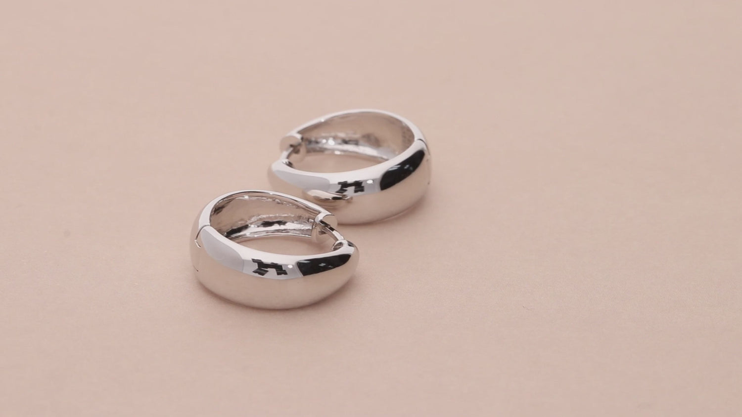 Dome Small Hoop Earrings Set in Sterling Silver 0.6-1 inch