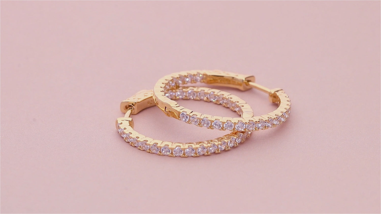 CZ Small Inside-Out Hoop Earrings in Sterling Silver 1 inch, 2 Pairs, 7 of 9