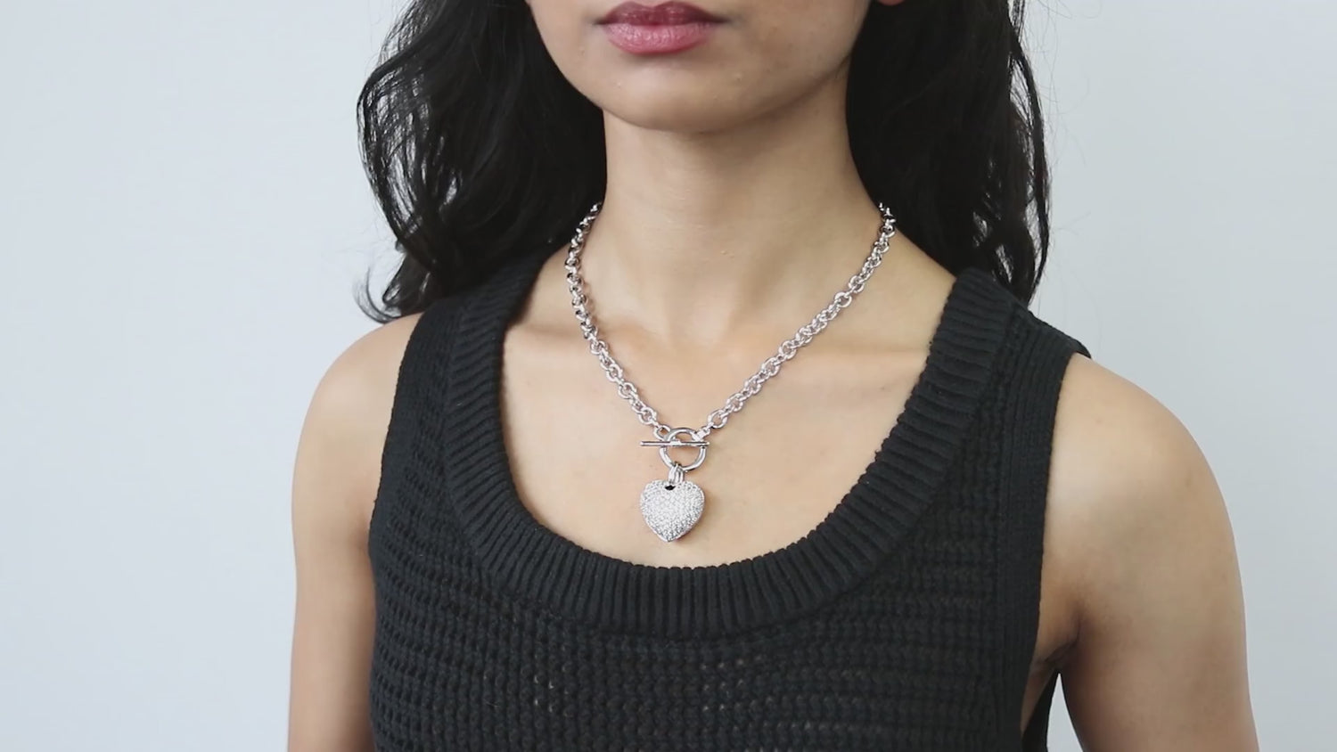 Heart CZ Toggle Necklace