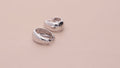 Oval Dome Medium Huggie Earrings in Sterling Silver 0.63 inch