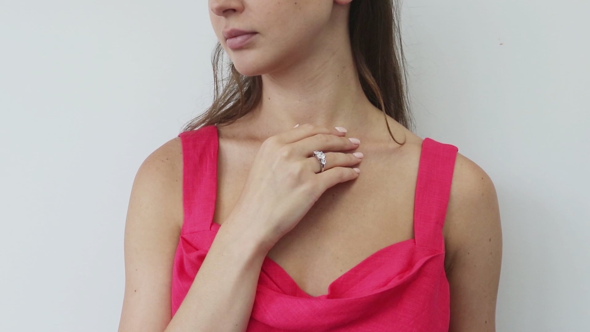 Video Contains 3-Stone Round CZ Ring Set in Sterling Silver. Style Number VR091-02