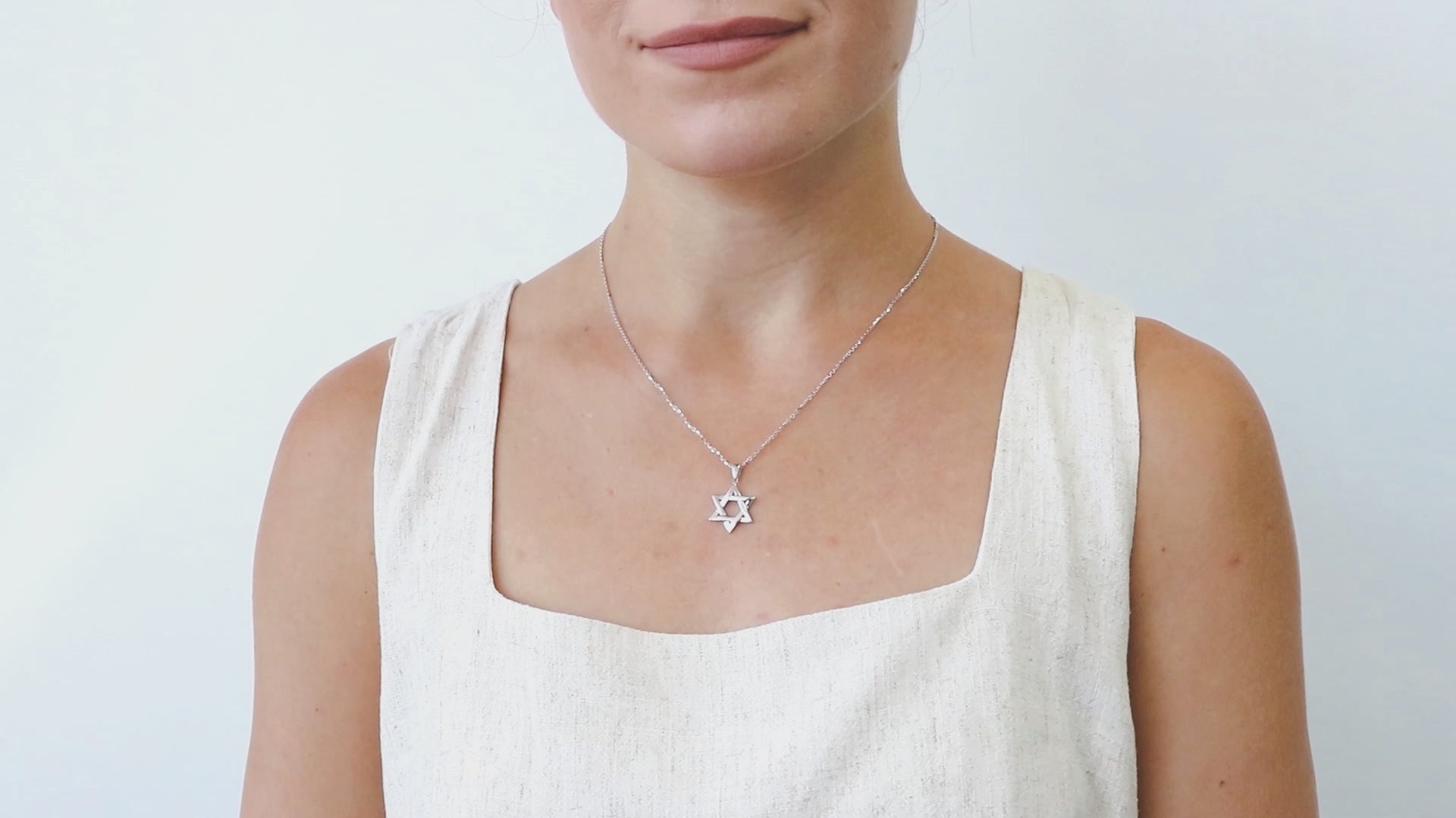 Video Contains Star of David Pendant Necklace in Sterling Silver. Style Number N1367-01