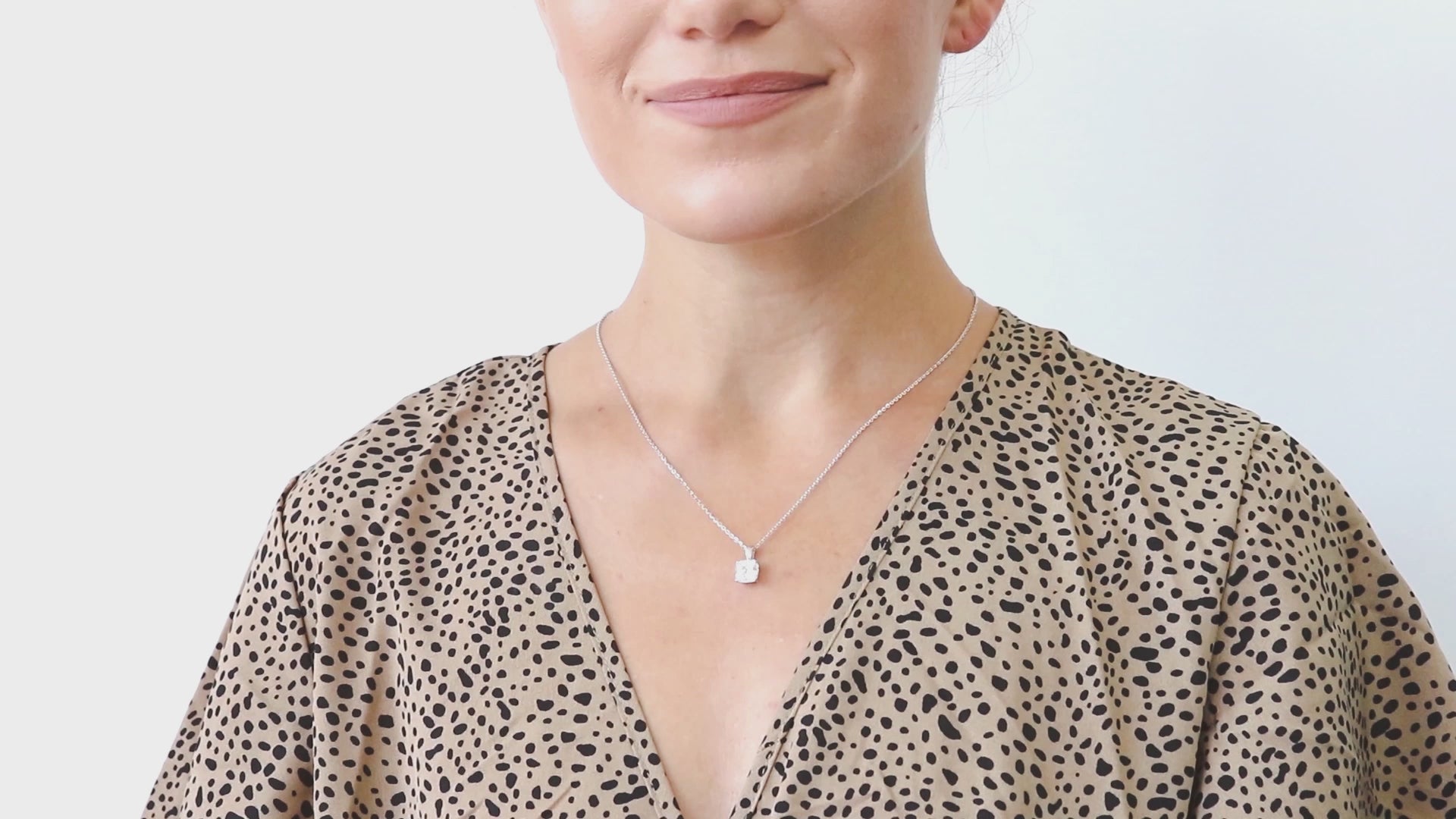 Video Contains Solitaire Cushion CZ Necklace and Earrings Set in Sterling Silver. Style Number VS343-01