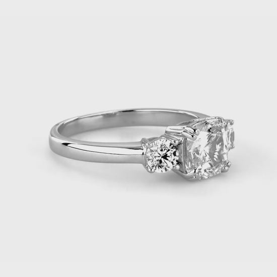 Video Contains 3-Stone 7-Stone Cushion CZ Ring Set in Sterling Silver. Style Number VR450-02