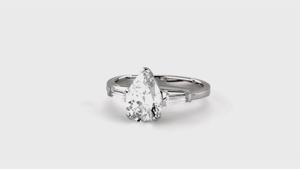 Solitaire 1.8ct Pear CZ Ring in Sterling Silver, 7 of 8