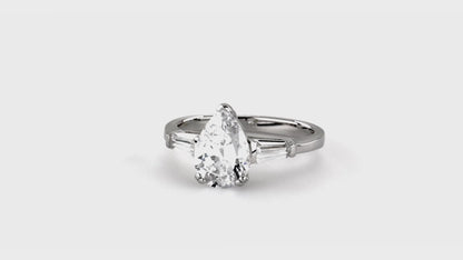 Video Contains Solitaire 1.8ct Pear CZ Ring in Sterling Silver. Style Number R1181-01