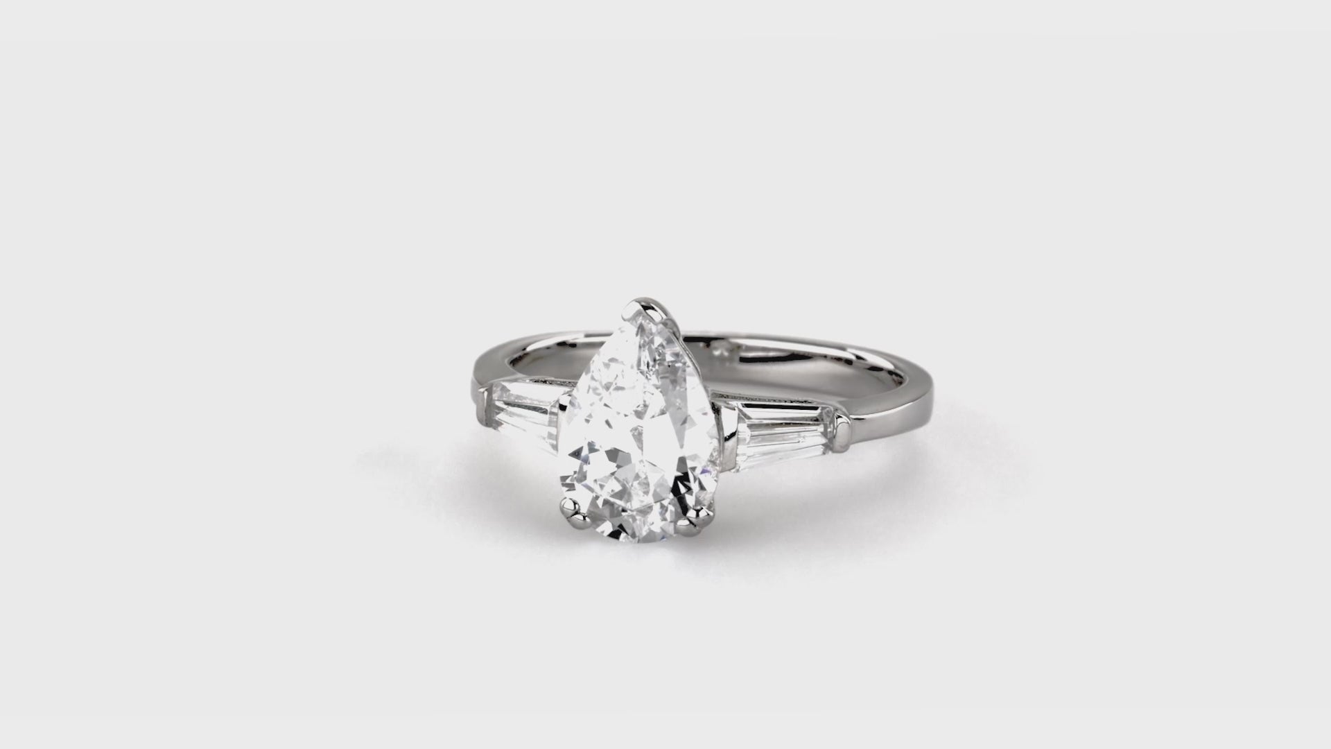 Video Contains Solitaire 1.8ct Pear CZ Ring in Sterling Silver. Style Number R1181-01