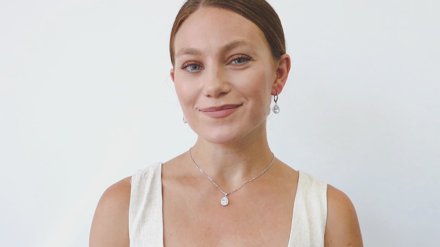 Halo Pear CZ Necklace and Earrings in Sterling Silver, 3 of 9