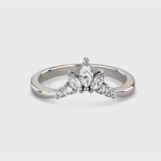Video Contains Flower 7-Stone CZ Curved Band in Sterling Silver. Style Number R1450-B01