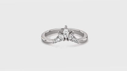 Video Contains Flower 7-Stone CZ Curved Band in Sterling Silver. Style Number R1450-B01