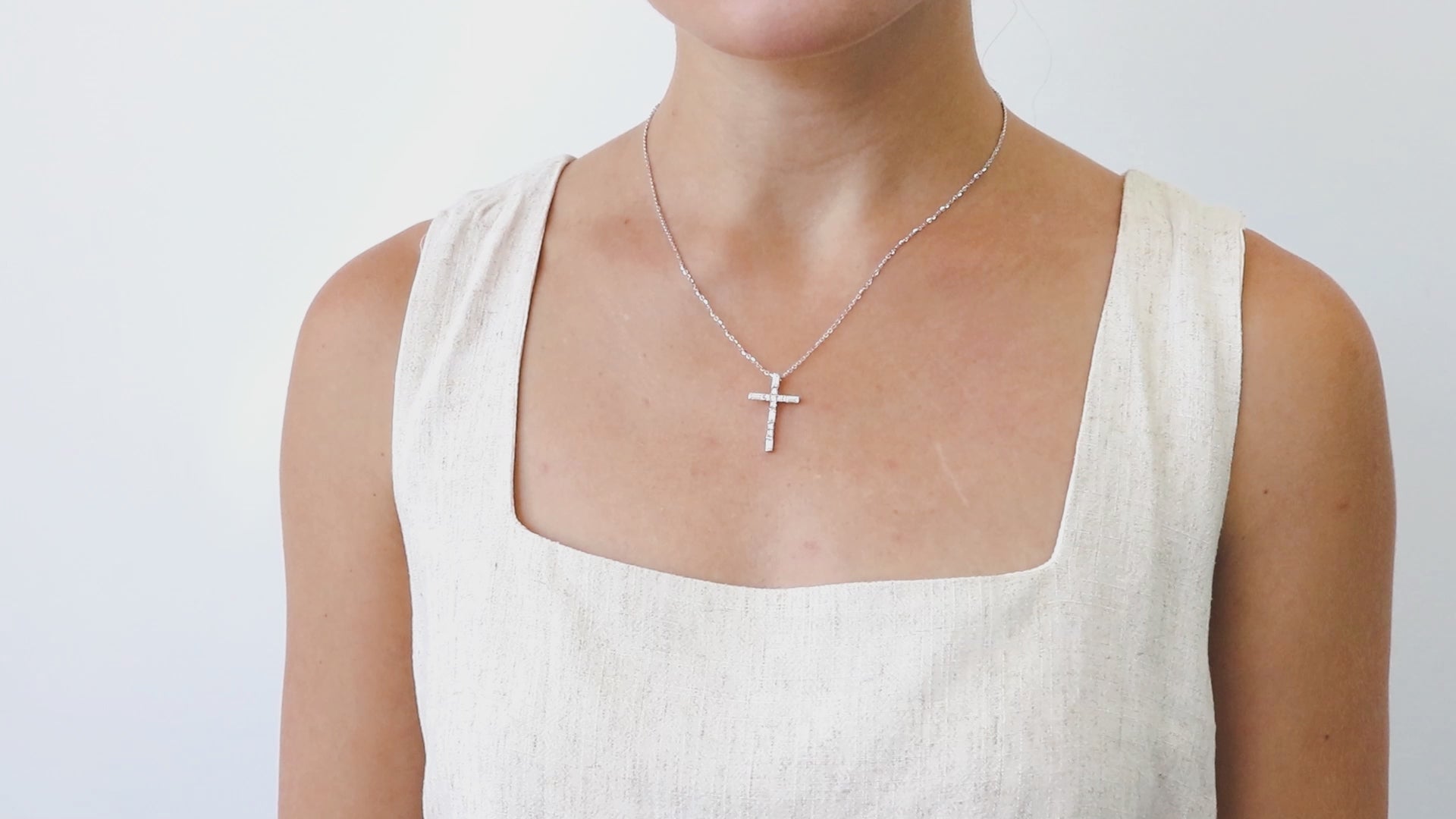 Video Contains Cross CZ Pendant Necklace in Sterling Silver. Style Number N1381