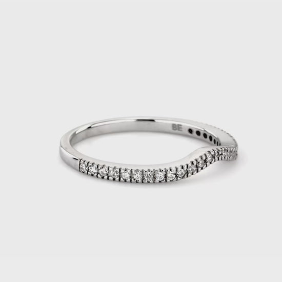 Video Contains Wishbone Micro Pave Set CZ Curved Half Eternity Ring in Sterling Silver. Style Number R920-B
