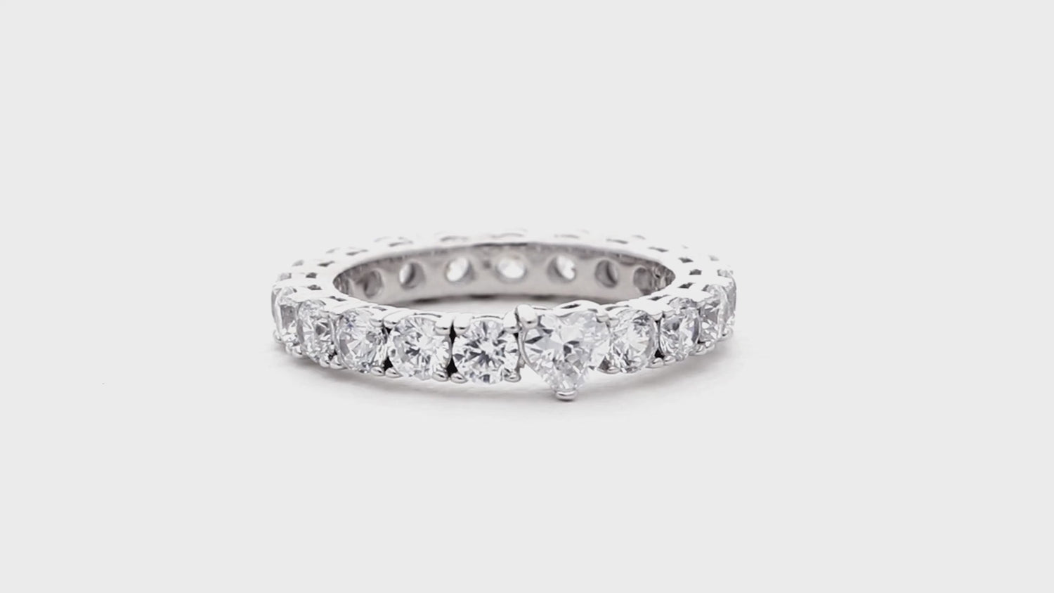 Solitaire 0.25ct Heart CZ Ring in Sterling Silver, 4 of 11