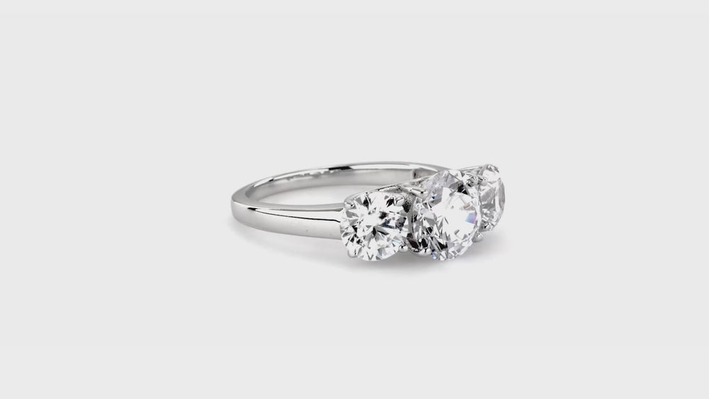 3-Stone 2ct CZ Ring in Sterling Silver, 7 of 13