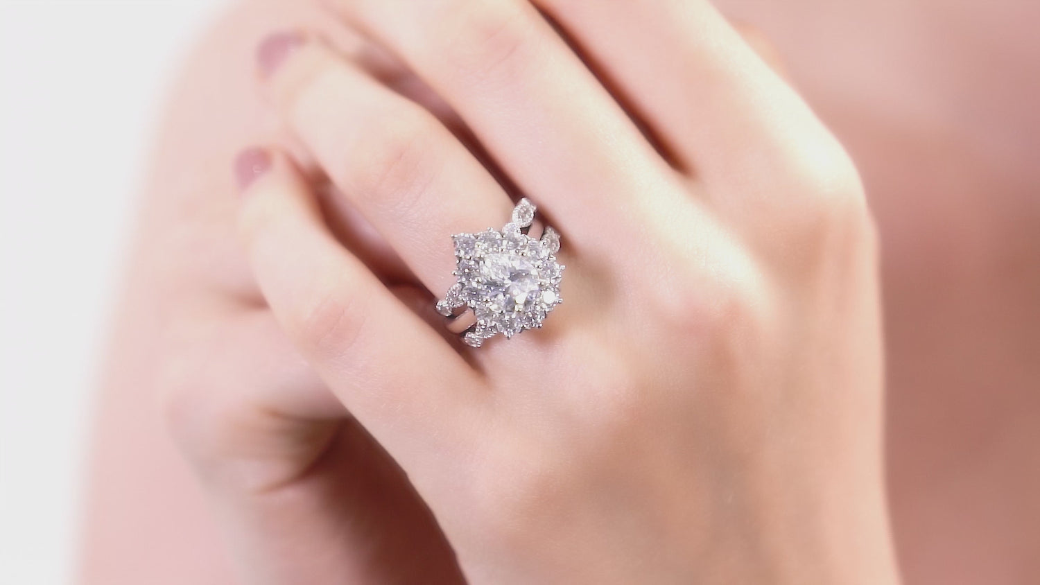 Halo Milgrain Art Deco Pear CZ Ring Set in Sterling Silver, 3 of 19