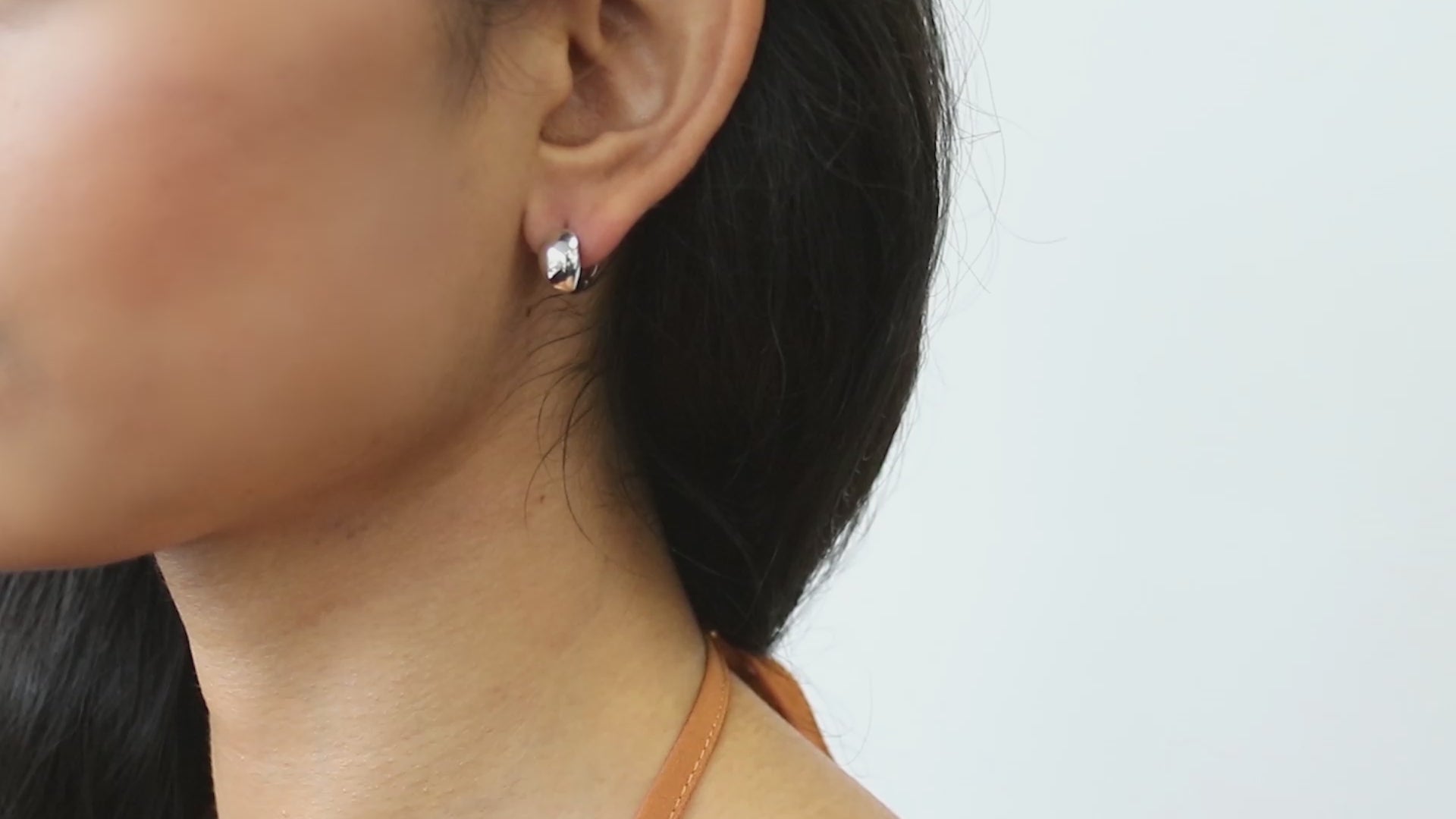 Video Contains Dome Mini Huggie Earrings in Sterling Silver 0.45". Style Number E1074