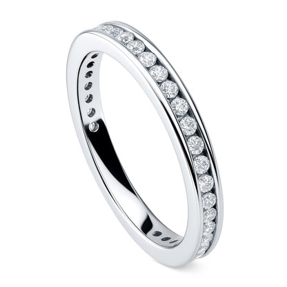 Channel CZ Eternity Ring in Sterling Silver