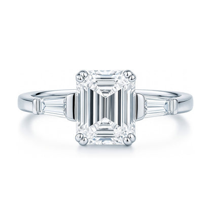 3-Stone 2.1ct Emerald Cut CZ Ring in Sterling Silver