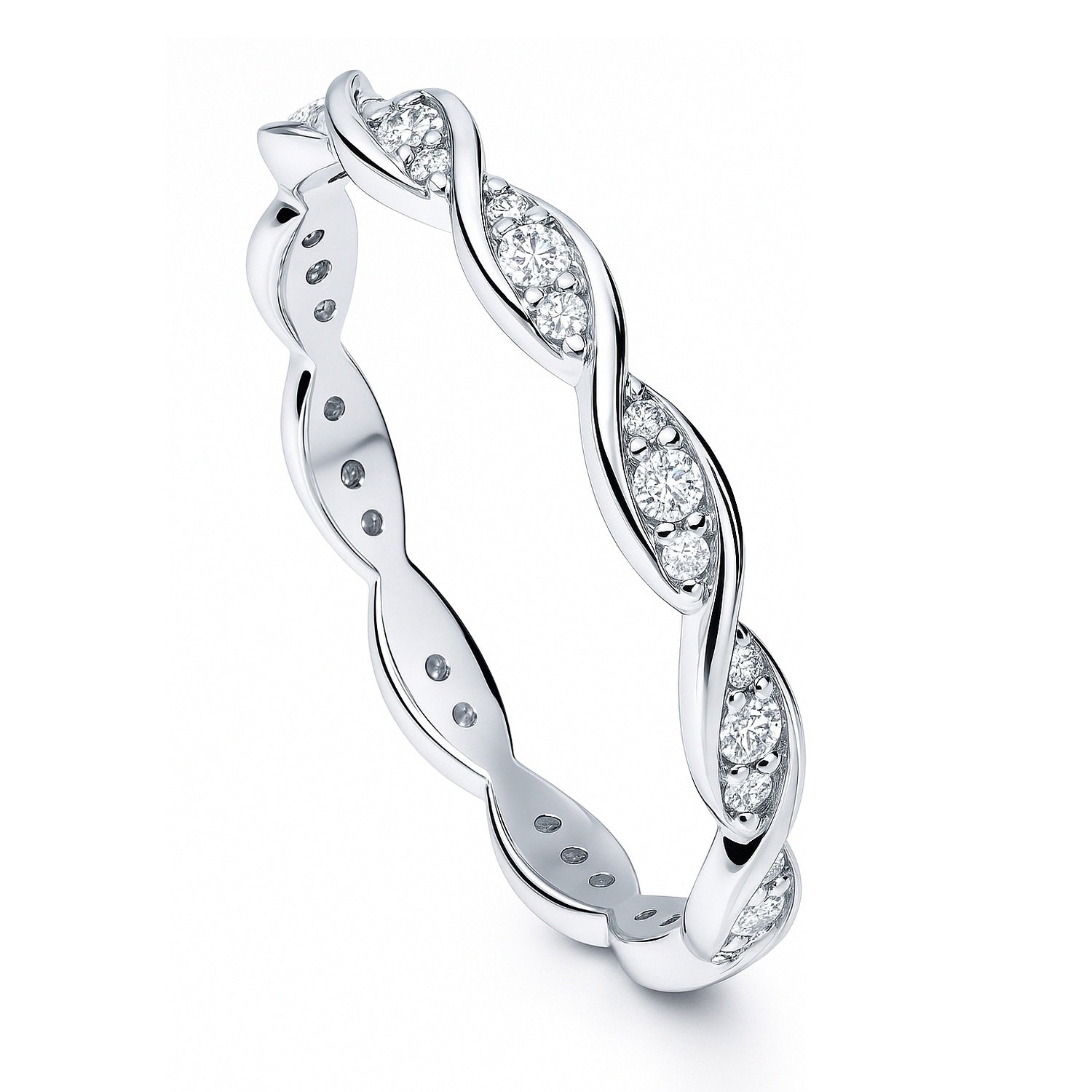 Woven Pave CZ Eternity Ring in Sterling Silver, 4 of 7