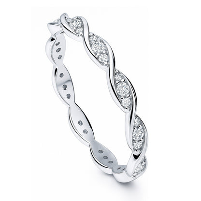 Woven Pave CZ Eternity Ring in Sterling Silver