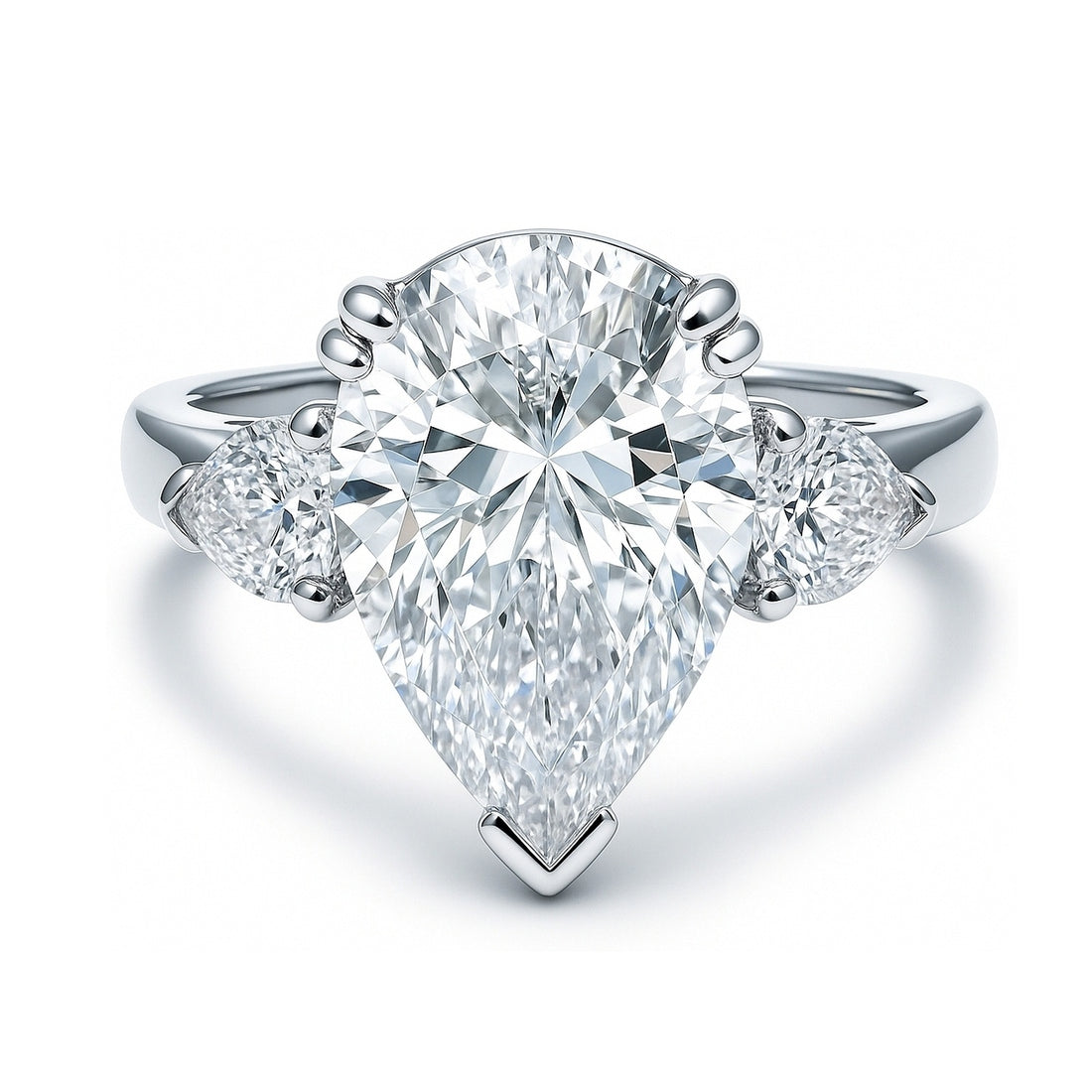3-Stone 5.7ct Pear CZ Ring in Sterling Silver