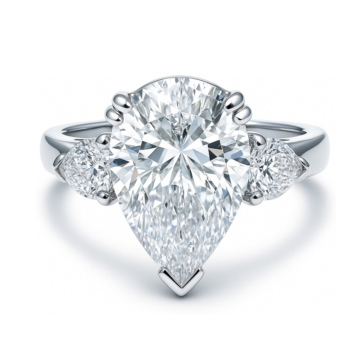 3-Stone 5.7ct Pear CZ Ring in Sterling Silver, 1 of 10