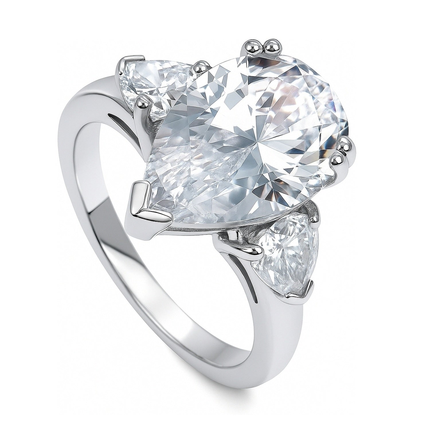 3-Stone 5.7ct Pear CZ Ring in Sterling Silver, 4 of 10