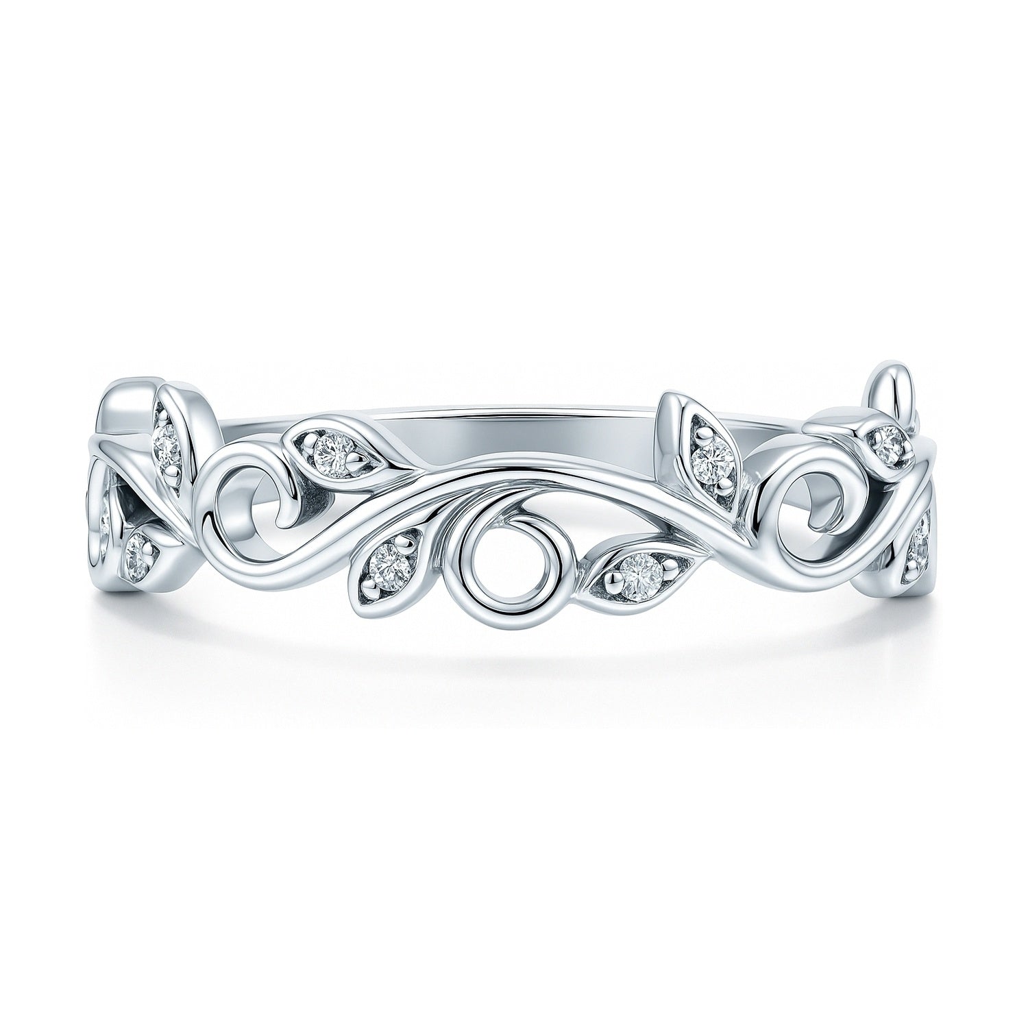 Leaf Filigree CZ Ring in Sterling Silver, 1 of 9