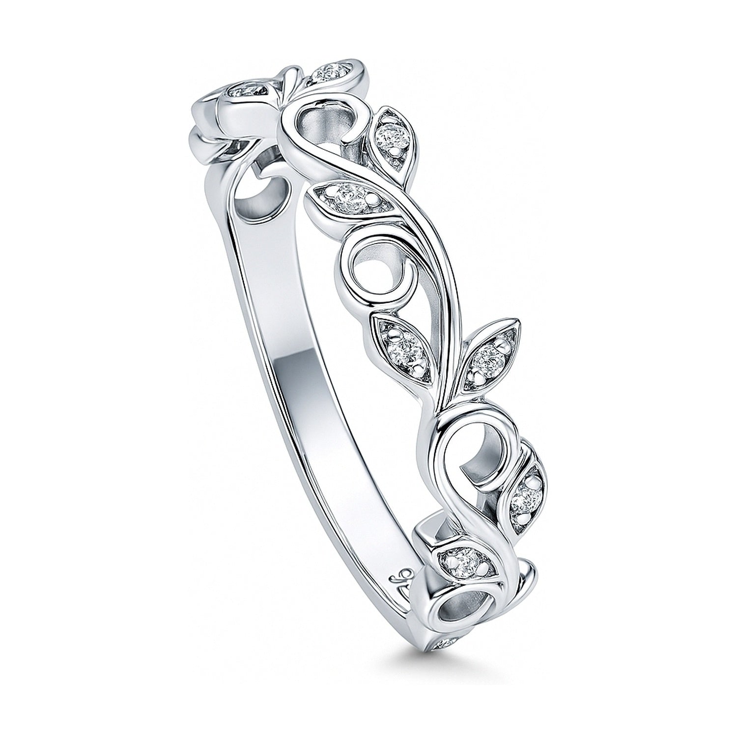 Leaf Filigree CZ Ring in Sterling Silver
