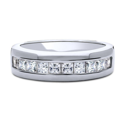 Channel Princess CZ Eternity Ring in Sterling Silver